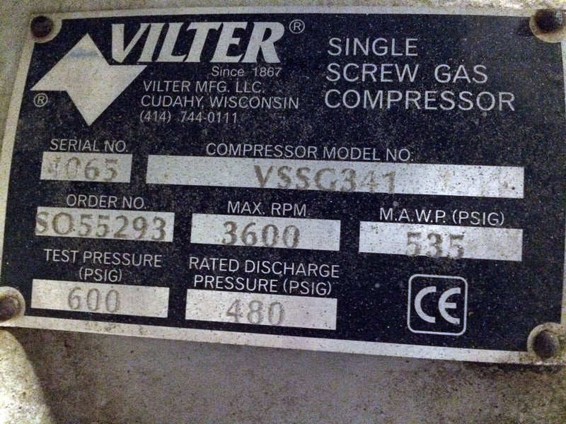 2007 Vilter VSSG341 Single Screw Gas Compressor Package - 400 HP Vilter 