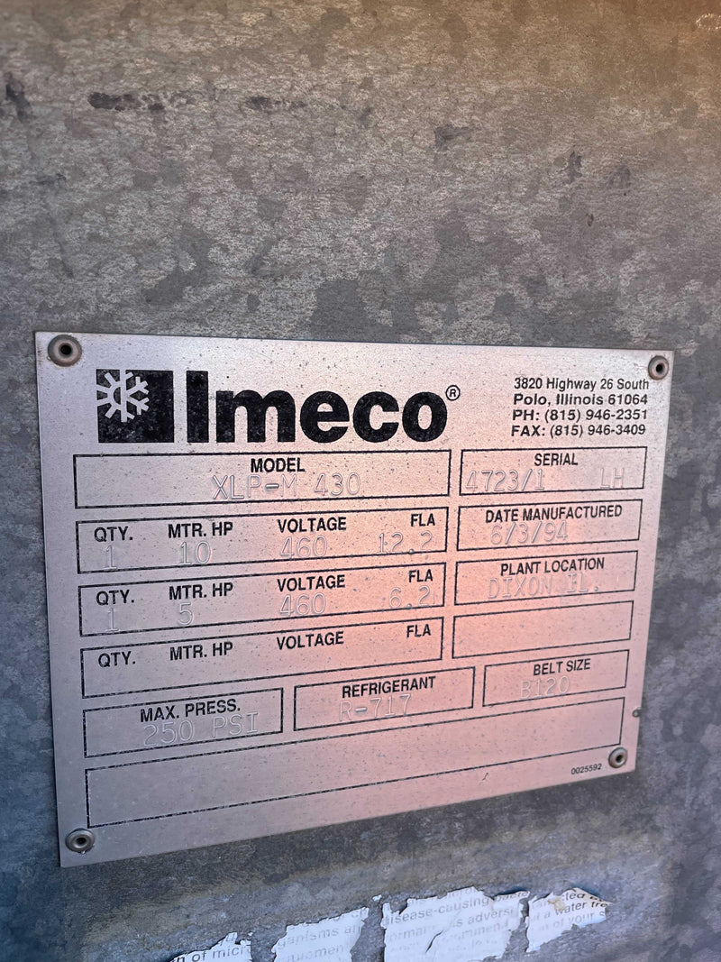 430 Ton - 1994 Imeco (Frick York) XLP-M-430 Evaporative Condenser Tower (1 tower units) Imeco 