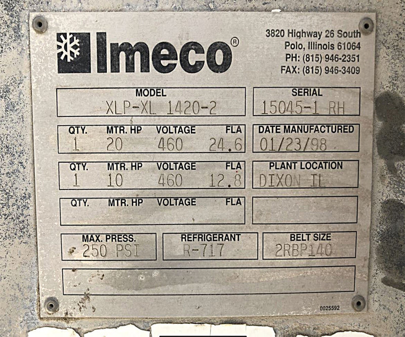 710 Ton - 1998 IMECO XLP-XL-710 Evaporative Condenser Tower (1 tower units) Imeco 