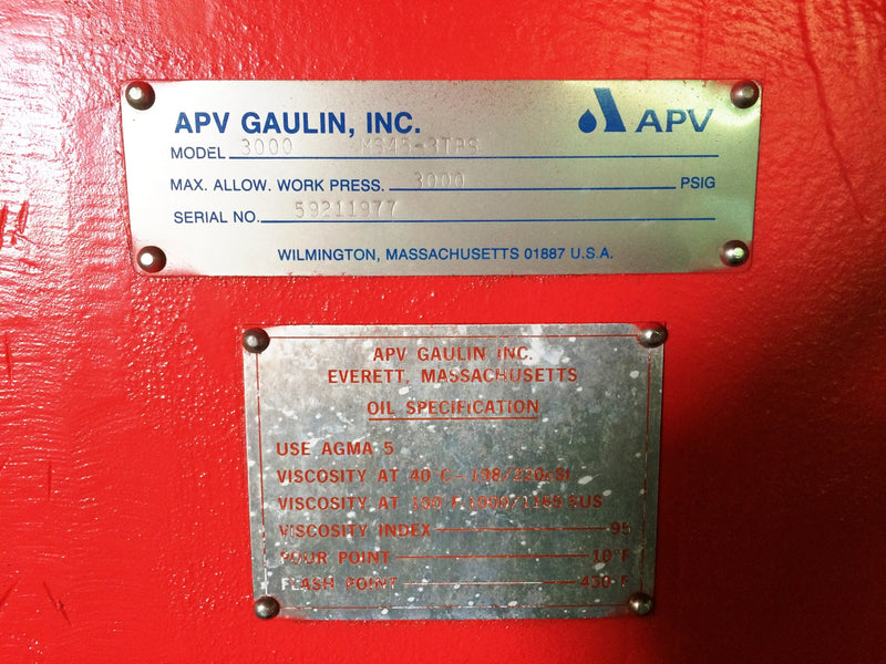 APV Gaulin MS45 Homogenizer – 3000 PSI APV Gaulin 