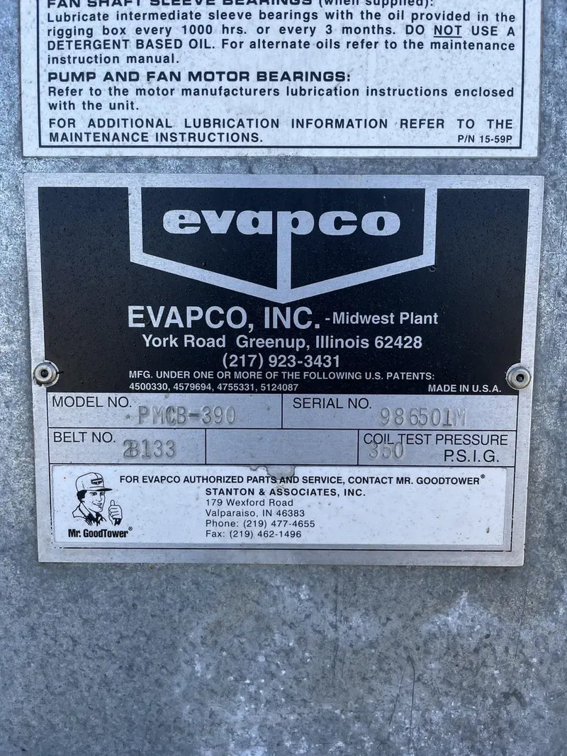 Evapco PMCB-390 Evaporative Condenser (390 Nominal Tons, 3 Motors, 1 Tower Unit)