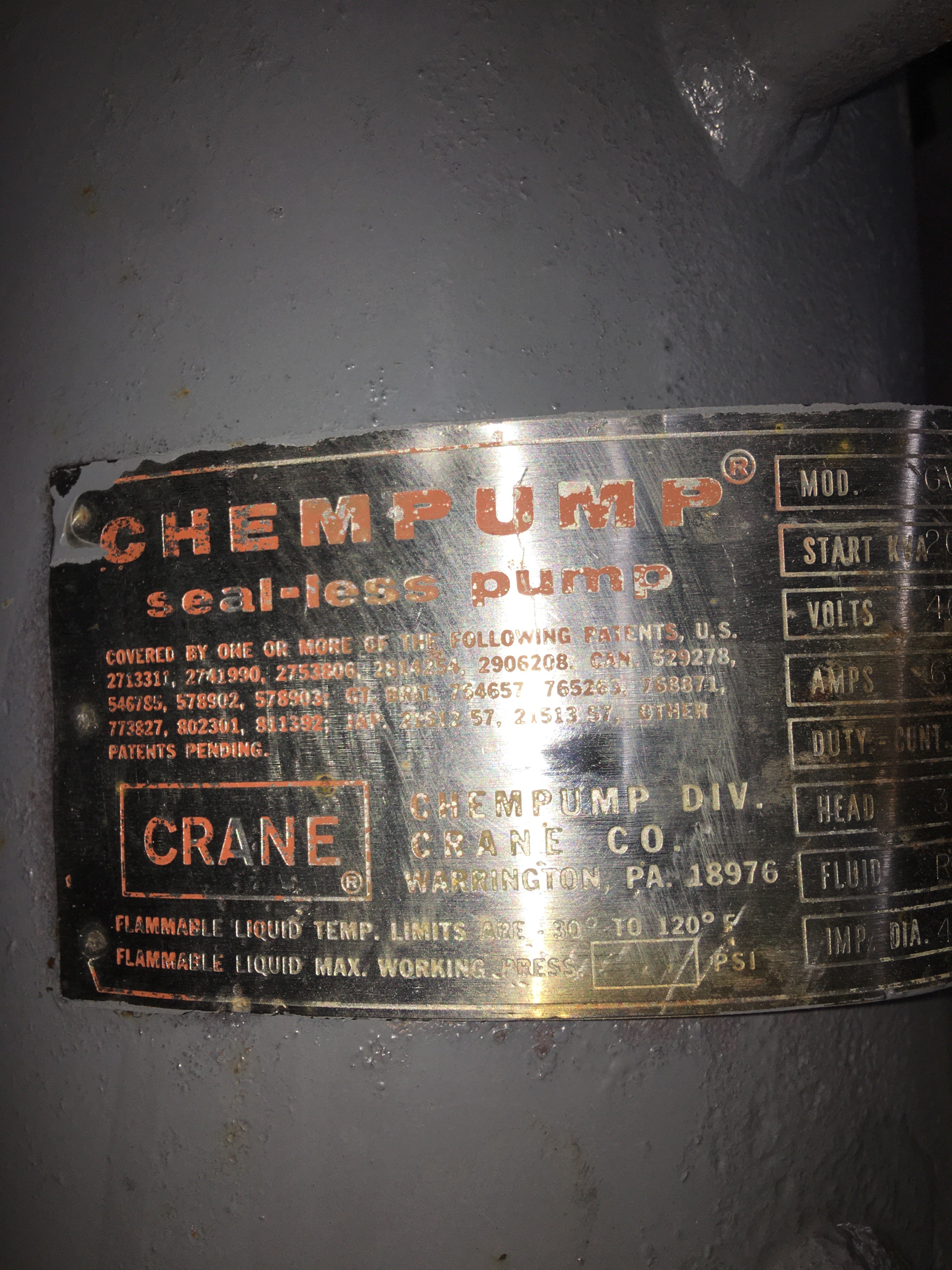 Chem-Pump G-Series GVBS-3K-153H-3T Canned Motor Pump (3 HP, 46 GPM Max