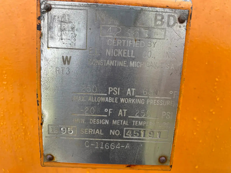Nickell Co. Inc Receptor de amoníaco horizontal (45 pulgadas x 130 pulgadas, 1101 galones)