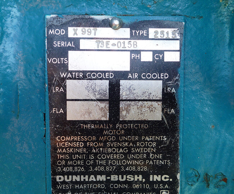 FES / Dunham-Bush Dual Screw Compressor Package - 200HP & 150HP FES / Dunham-Bush 