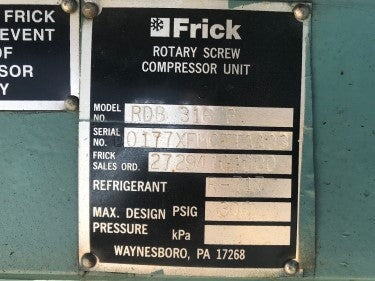 Frick RDB-316-B Screw Booster Compressor - 235 HP Frick 