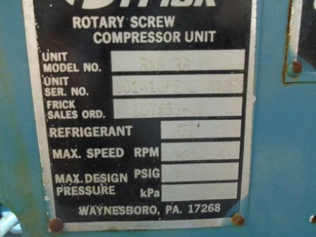 Frick RXB-39 Rotary Screw Compressor Package - 125 HP Frick 