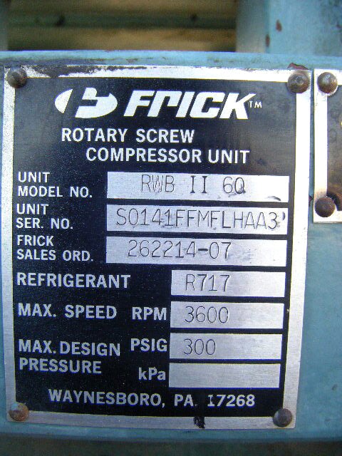 Frick Screw Compressor Package – 50 HP Frick 