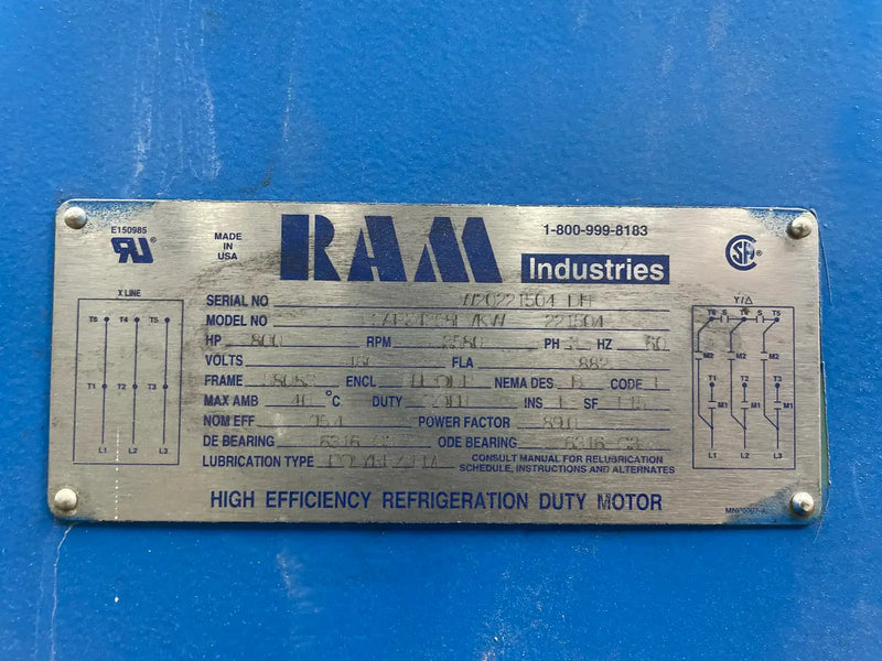 Ram Industries 3AP34258FVKW221504 Motor ( 800 HP, 3580 RPM, 460 Volts)