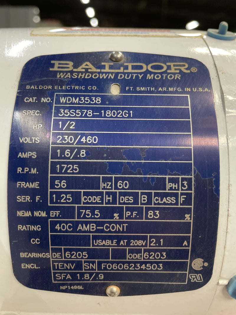 Motor Baldor WDM3538 (0,5 HP, 1725 RPM, 230/460 V)