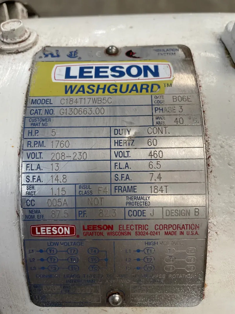 Motor Leeson C184T17WB5C (5 HP, 1760 RPM, 208-230 V)
