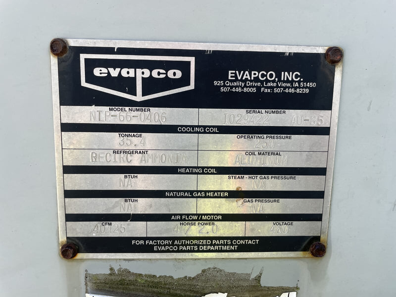 Evapco NTP-66-0406 Penthouse Rooftop Ammonia Evaporator Coil - 44 TR, 4 Fans (Low Temperature)