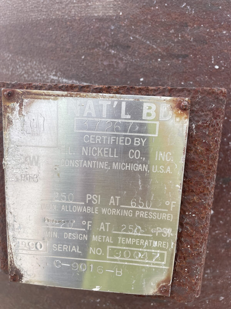 Intercooler vertical de amoníaco EL Nickell C-9016-B (36 pulgadas x 96 pulgadas 529 galones)