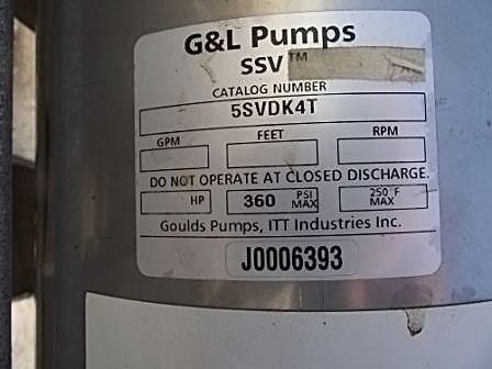 G&L Pumps SSV Multi-Stage Vertical Booster Pump ITT / Goulds / G&L Pumps 