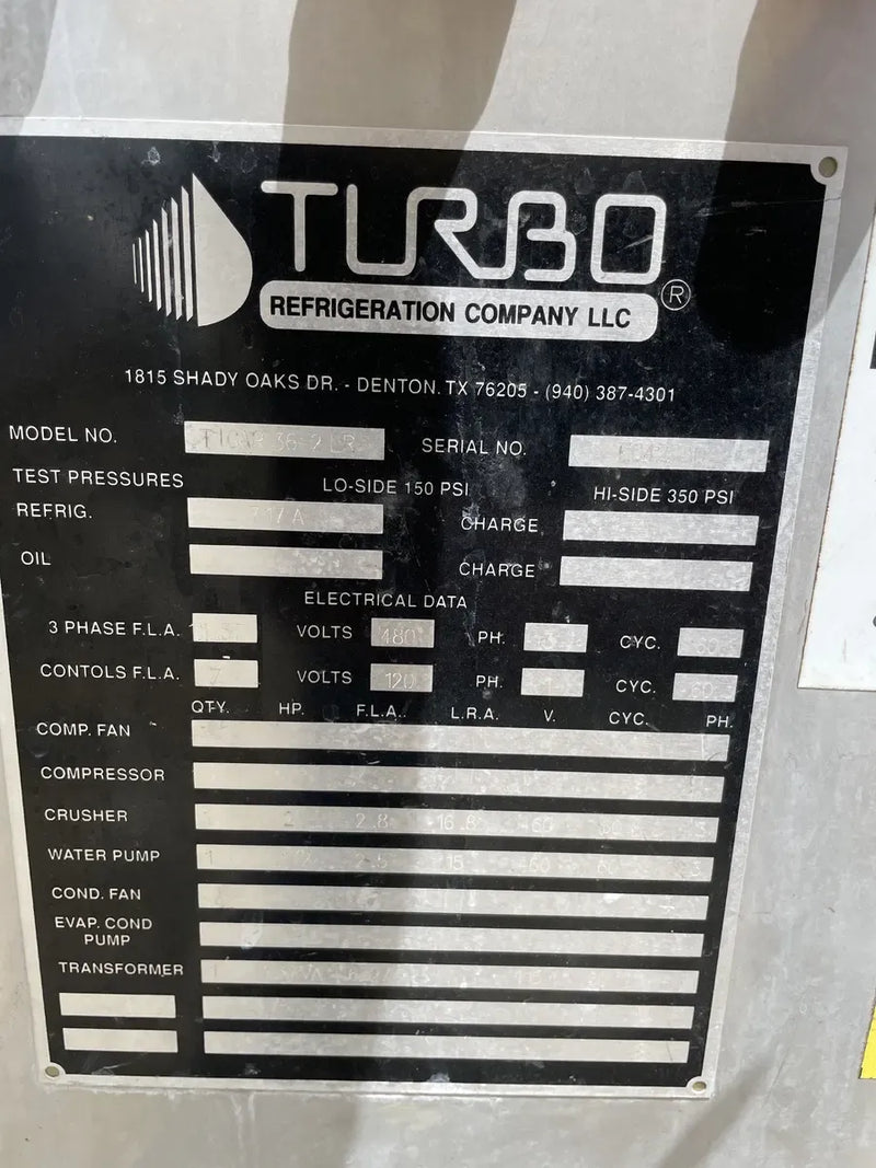 Turbo Ice TIGAR 36-2 LR Plate Ice Maker (Ammonia (R-717 | NH3) Refrigeration, 56 Ton Day)