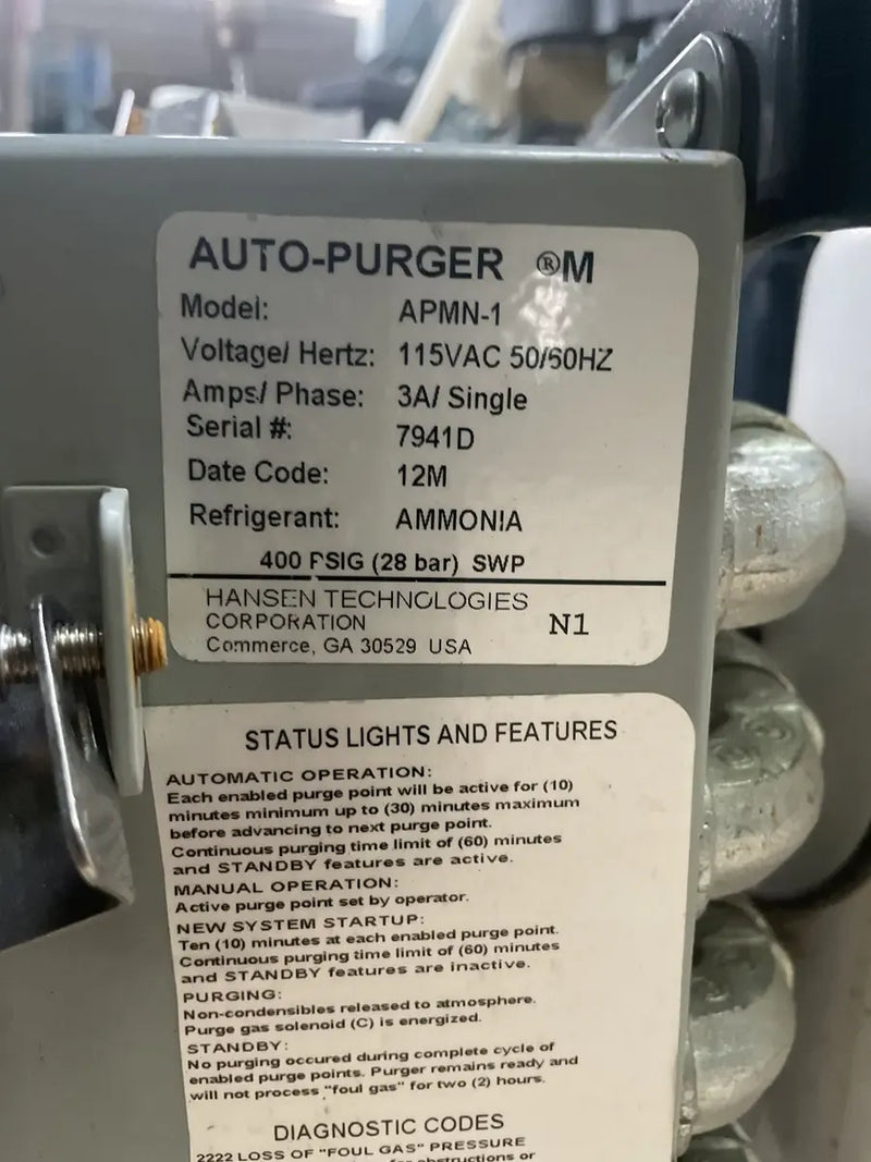 Hansen Technologies APMN-1 Ammonia Auto-Purger