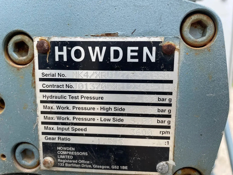 Howden XR127-R3 Rotary Screw Compressor Package (Howden XR127-R3, 125 HP 460 V, Micro Control Panel)