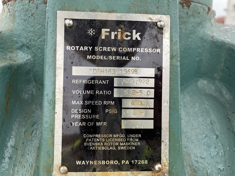 Frick RWB II 76 Rotary Screw Compressor Package (Frick TDSH163L, 200 HP 460 V, Frick Micro Control Panel)