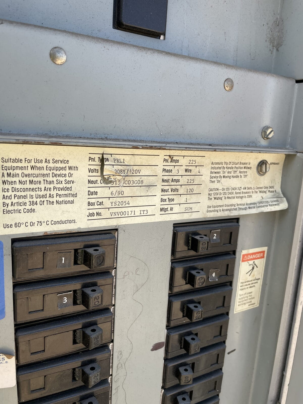 Powermaster Breaker Challenger PRL1 Panel Master Breaker Panel ( 208/120 Volts, 225 Amps,