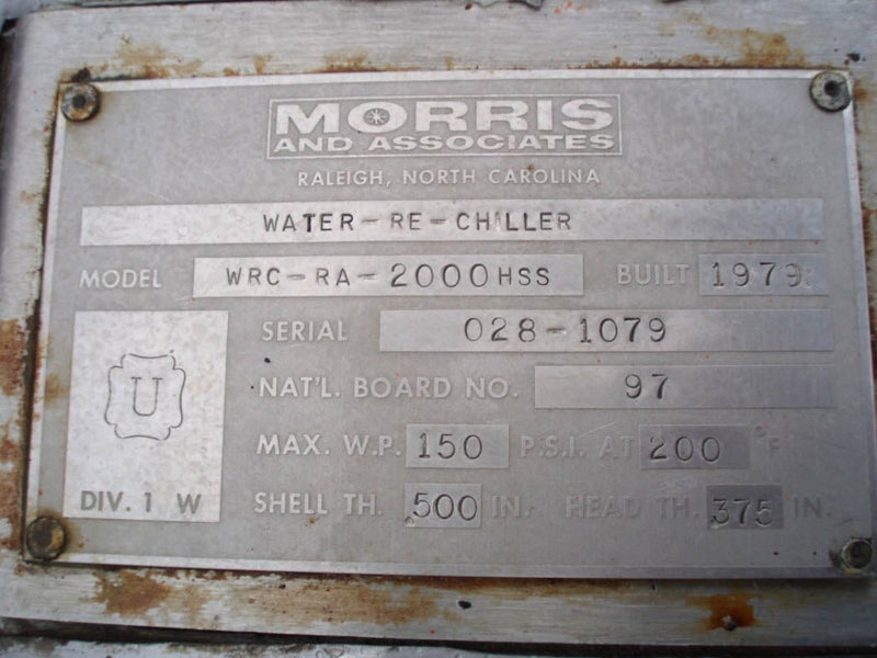 Morris & Associates Water Chiller - 85 Tons - 282 Sq. Ft. Morris and Associates 