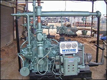 Compound Air Compressor Mycom 8-Cylinder 2-Stage Compound Reciprocating Compressor - 60 HP