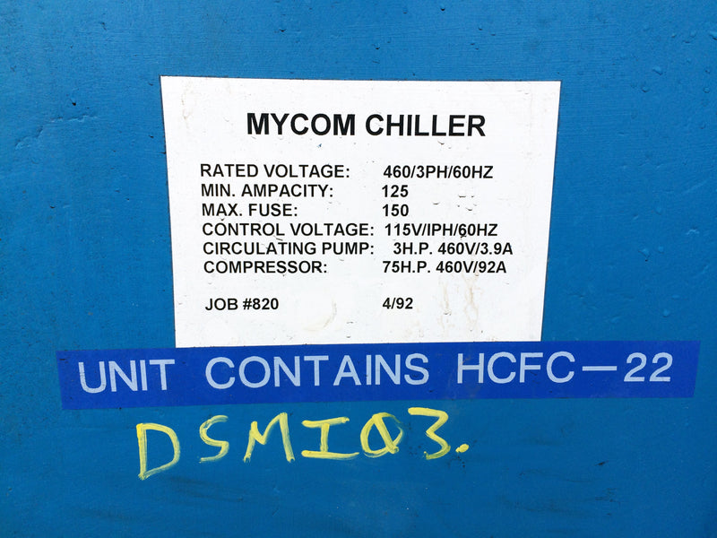 Mycom / Nutemp Water Cooled Indoor Chiller Skid – 15 TR Mycom 