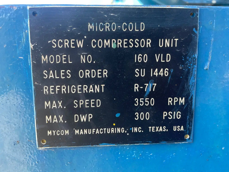 Mycom 160VLD Rotary Screw Compressor Package (Mycom 160VLD, 200 HP 230/460 V, Micro Control Panel)