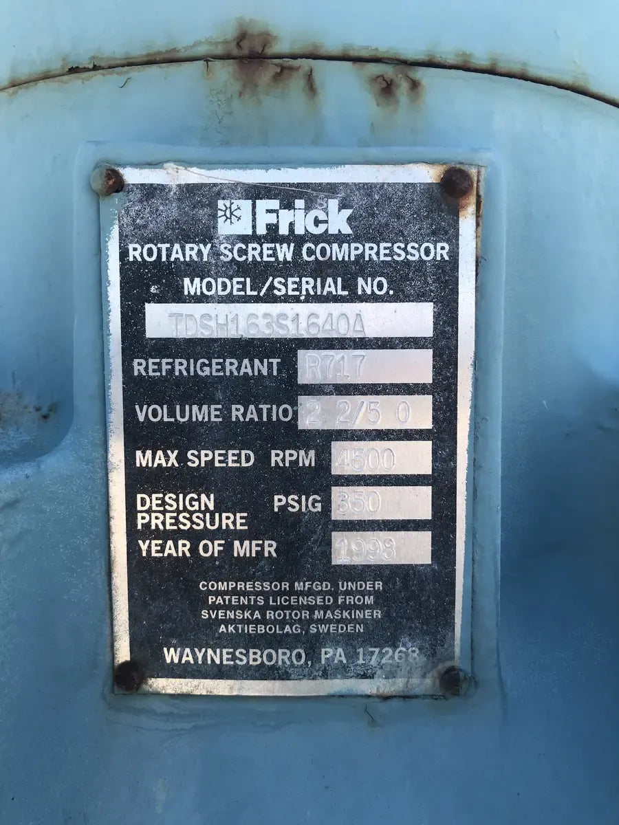 Frick RWB II 60 E Rotary Screw Compressor Package Frick TDSH163S 150 frick-rwb-ii-60-e-rotary-screw-compressor-package-frick-tdsh163s-150