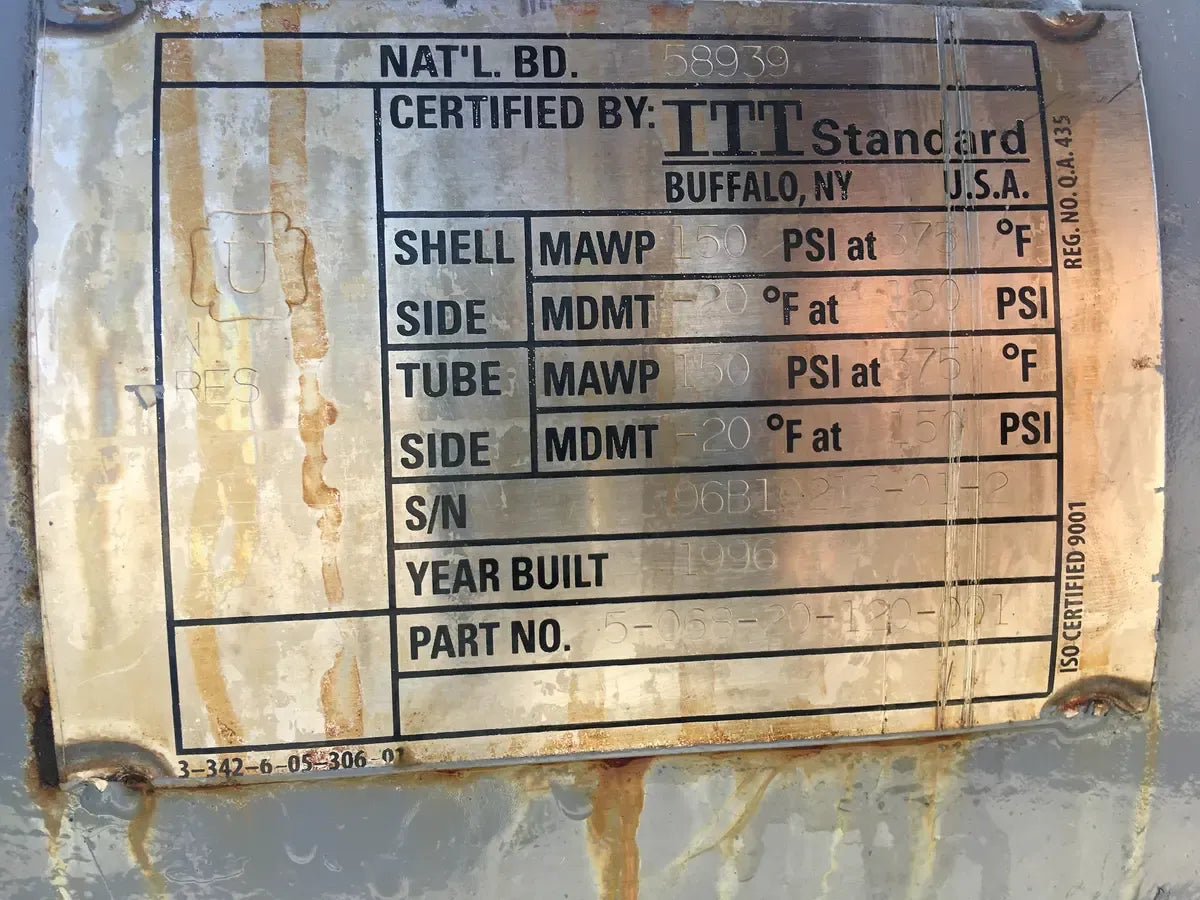 Table Shell Tube Id ITT Shell and Tube Heat Exchanger