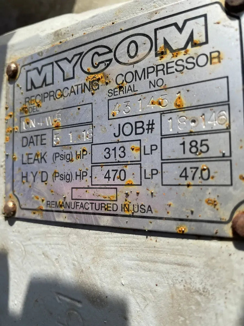 Mycom N4WB 4-Cylinder Reciprocating Compressor Package (MISSING COMPRESSOR, 60 HP 260/460 V, Belt Driven)