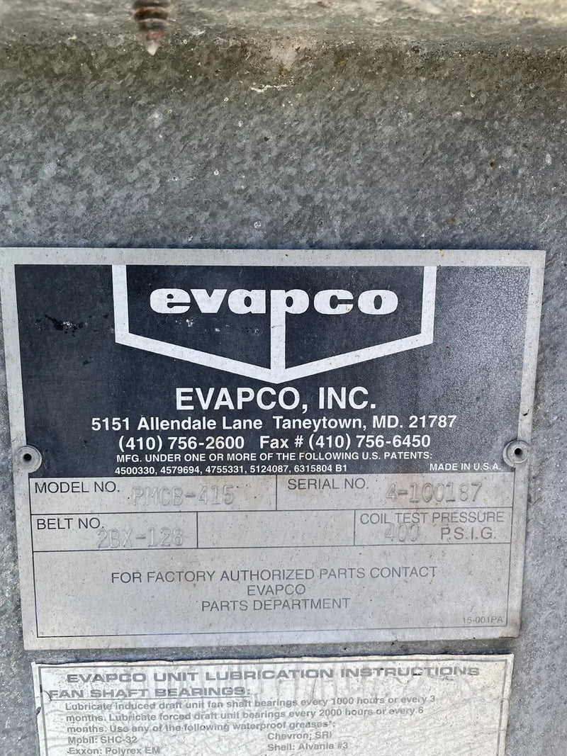 Evapco PMCB-415 Evaporative Condenser (BOTTOM BASE ONLY, 1-10 HP Motor, 1 Tower Unit)