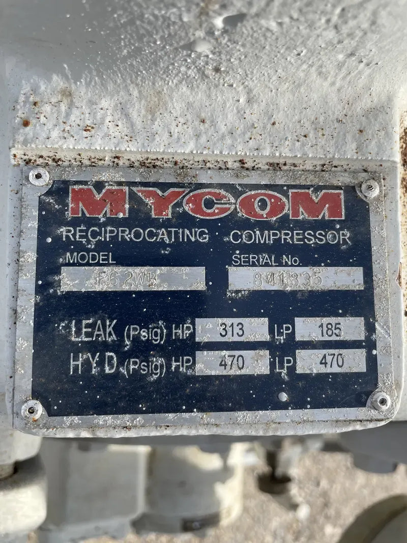 Compresor alternativo desnudo Mycom F62WB de 8 cilindros (100 HP 230/460 V, accionado por correa)