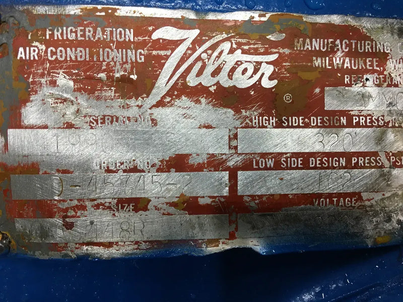 Vilter 448 8-Cylinder Reciprocating Compressor Package (100 HP 460 V, Belt Driven)