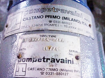 Pompetravaini S.P.A. Castano Primo B1 Vacuum Pump. Pompetravaini S.P.A. 