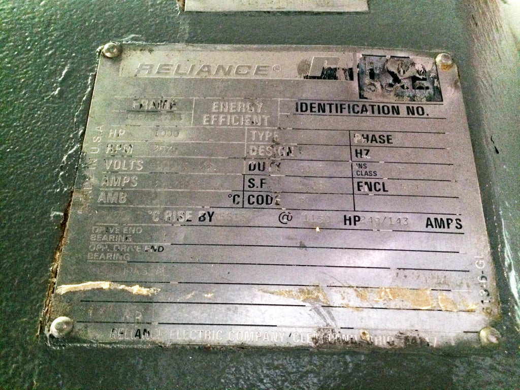 Reliance 4160V Electric Motor - 1000 HP