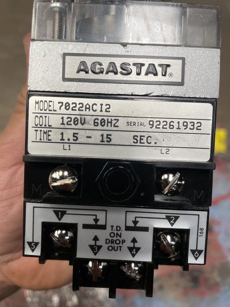 AGASTAT - TE Connectivity 7022AC Time Delay Relay ( 120V, 60 Hz, 1.5-15 Sec)