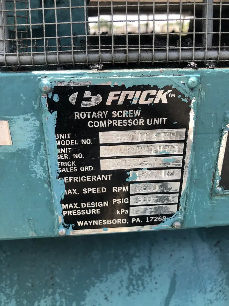 Paquete de compresor de tornillo rotativo Frick RWB II 134H (Frick TDSD193L, 150 HP 460 V, panel de control Frick Micro)