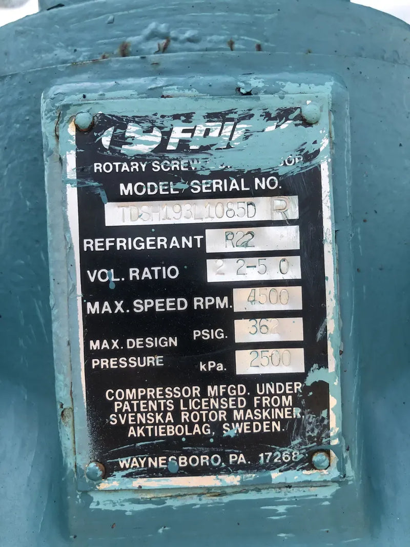 Paquete de compresor de tornillo rotativo Frick RWB-11-134H (TDSD193L, 300HP 460V, panel de actualización Frick Quantum HD)