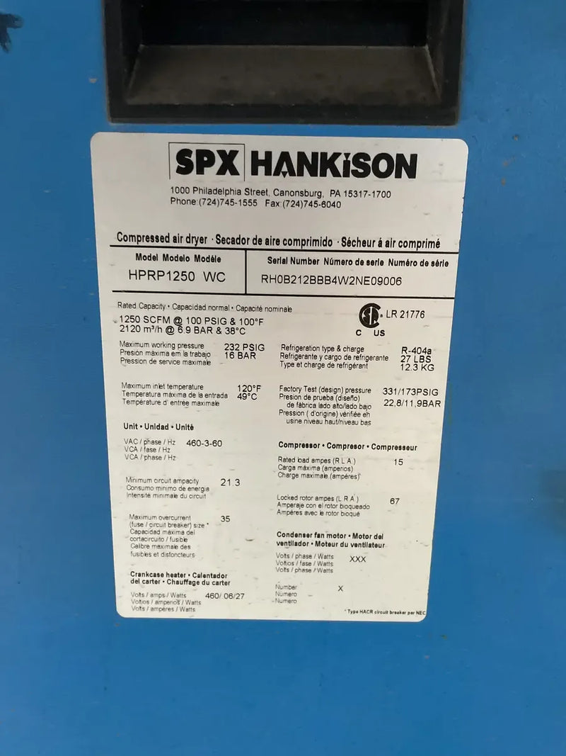 Secador de aire comprimido SPX Hankison