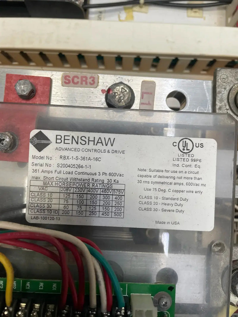 Arrancador de motor de compresor de tornillo Benshaw (300 HP, 480 voltios, 60 Hz)