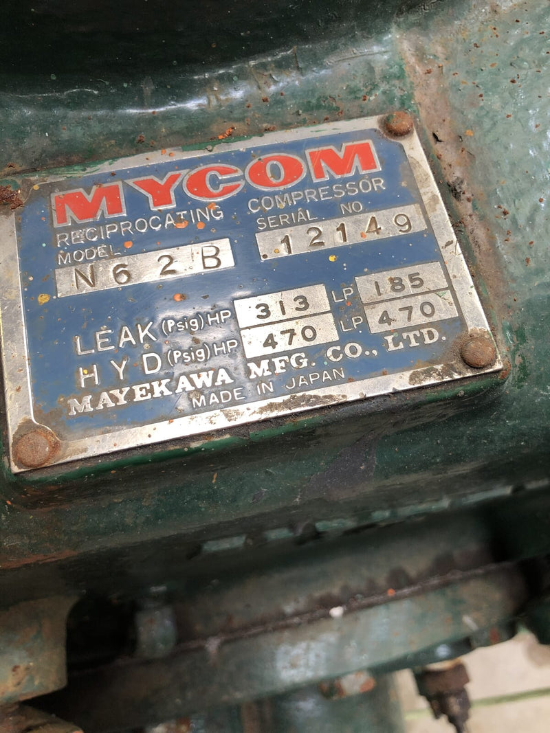 Mycom N62B 8-Cylinder Reciprocating Compressor Package (100 HP 230/460 V, Belt Driven)