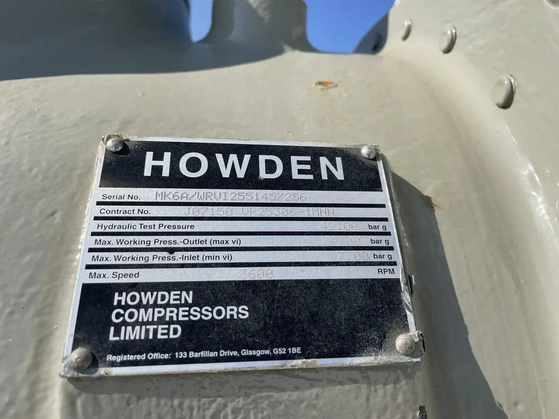 Paquete de compresor de tornillo rotativo Howden WRVI255 (Howden WRVI255, 200 HP 460 V, micro panel de control M&amp;M)