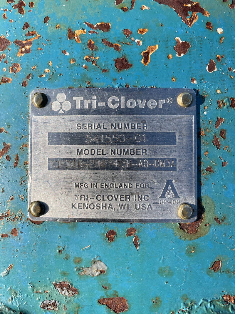 Tri-Clover TCIP3-NLD Positive Displacement Pump (5 HP, 70.4 GPM Max, 24.2 GPM Set-Up) Tri-Clover 