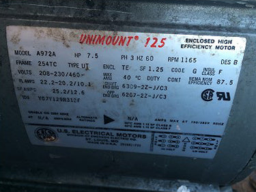 US Electric Motor - 7.5 HP U.S. Electric 