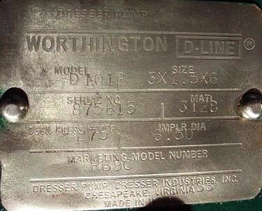 Worthington Dresser Centrifugal Pump - 3x1.5x6 Worthington-Dresser 