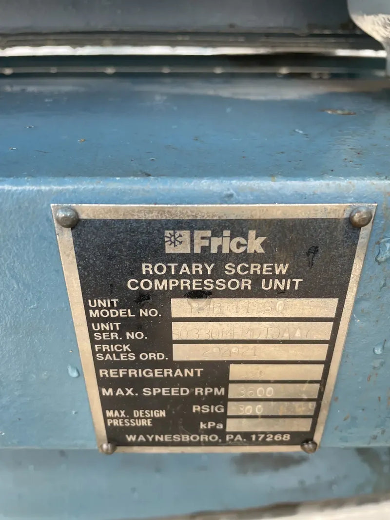 Frick RWB-II-60 Rotary Screw Compressor Package (Frick TDSH163S, 200 HP 460 V, Johnson Controls Micro Control Panel)